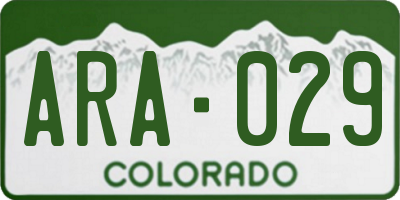 CO license plate ARA029