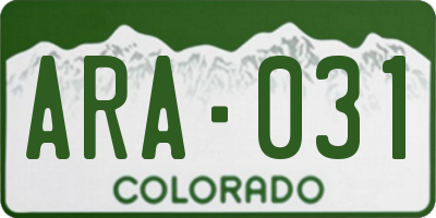 CO license plate ARA031