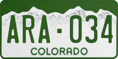 CO license plate ARA034