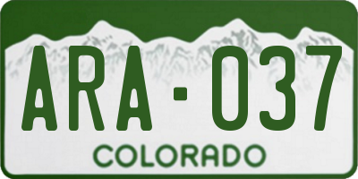 CO license plate ARA037