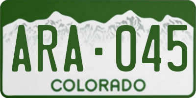CO license plate ARA045