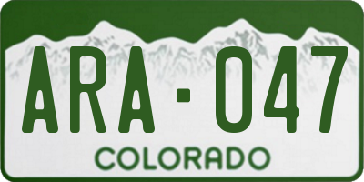 CO license plate ARA047