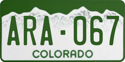 CO license plate ARA067