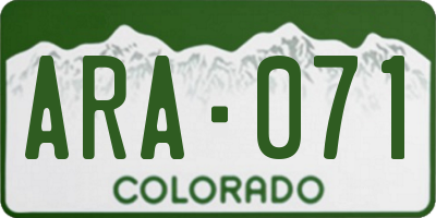 CO license plate ARA071