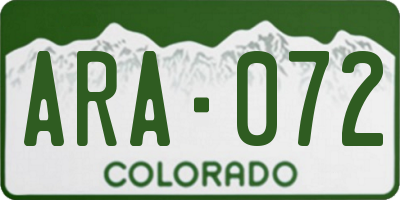 CO license plate ARA072