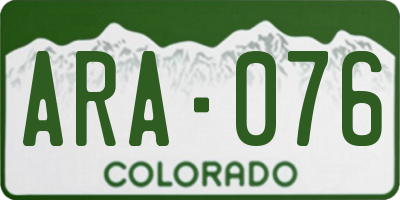 CO license plate ARA076