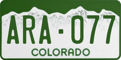 CO license plate ARA077
