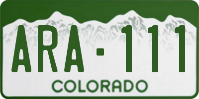 CO license plate ARA111