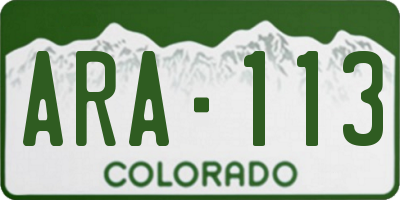 CO license plate ARA113