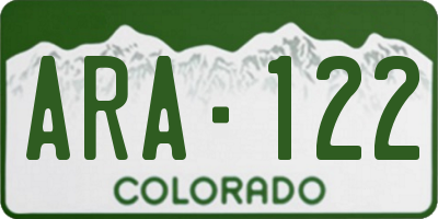 CO license plate ARA122