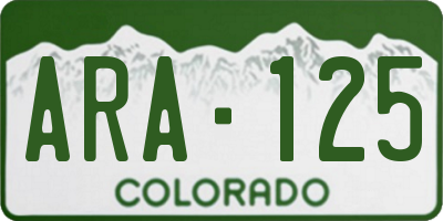 CO license plate ARA125