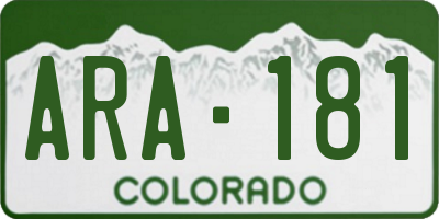 CO license plate ARA181