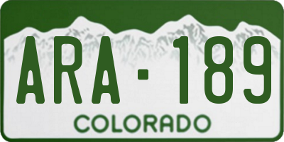 CO license plate ARA189
