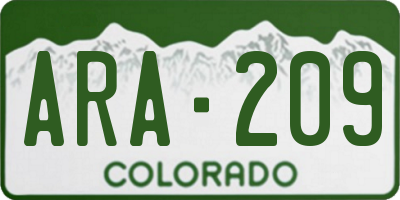 CO license plate ARA209