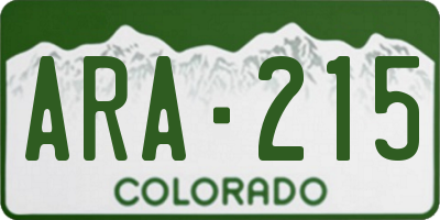 CO license plate ARA215