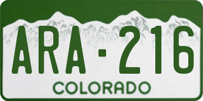 CO license plate ARA216
