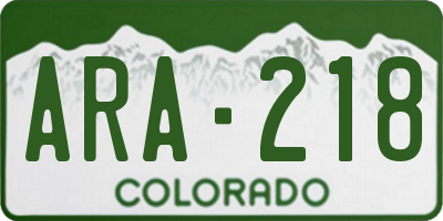 CO license plate ARA218