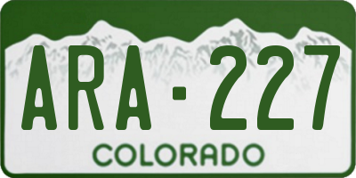 CO license plate ARA227