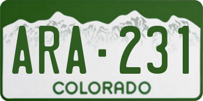 CO license plate ARA231