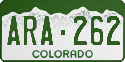 CO license plate ARA262