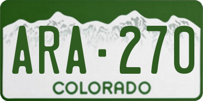 CO license plate ARA270