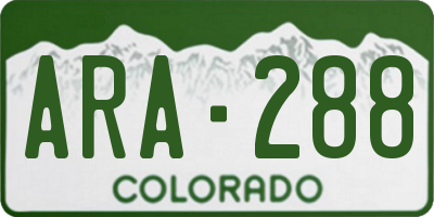 CO license plate ARA288