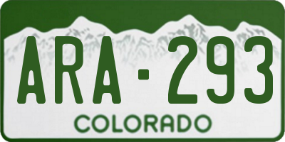 CO license plate ARA293