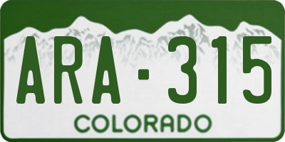 CO license plate ARA315