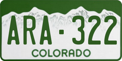 CO license plate ARA322