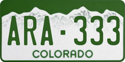 CO license plate ARA333