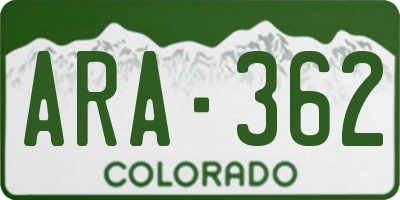 CO license plate ARA362