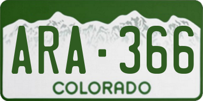CO license plate ARA366