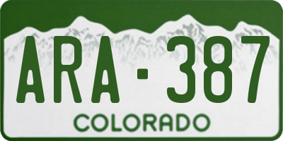 CO license plate ARA387