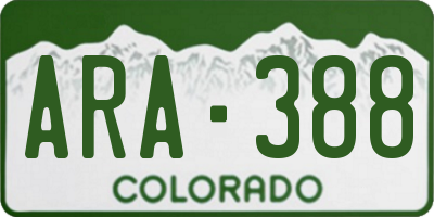 CO license plate ARA388