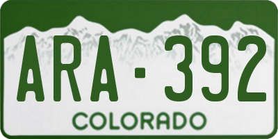 CO license plate ARA392