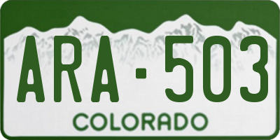 CO license plate ARA503