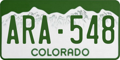 CO license plate ARA548