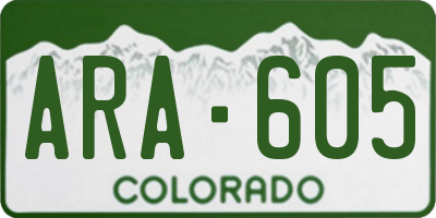 CO license plate ARA605