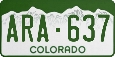 CO license plate ARA637