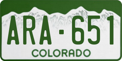 CO license plate ARA651
