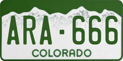 CO license plate ARA666