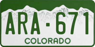 CO license plate ARA671