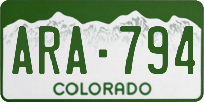 CO license plate ARA794