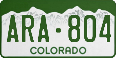 CO license plate ARA804