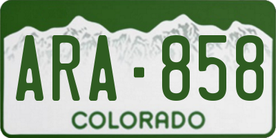 CO license plate ARA858