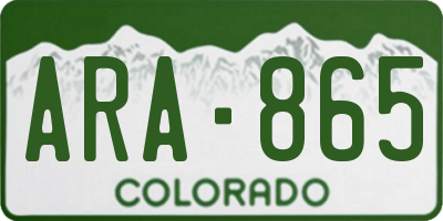 CO license plate ARA865