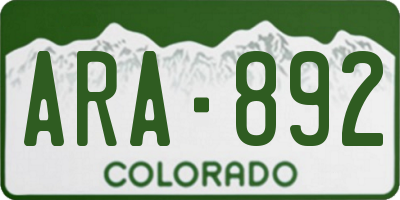 CO license plate ARA892