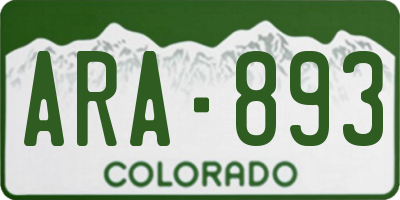 CO license plate ARA893