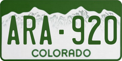 CO license plate ARA920