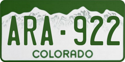 CO license plate ARA922